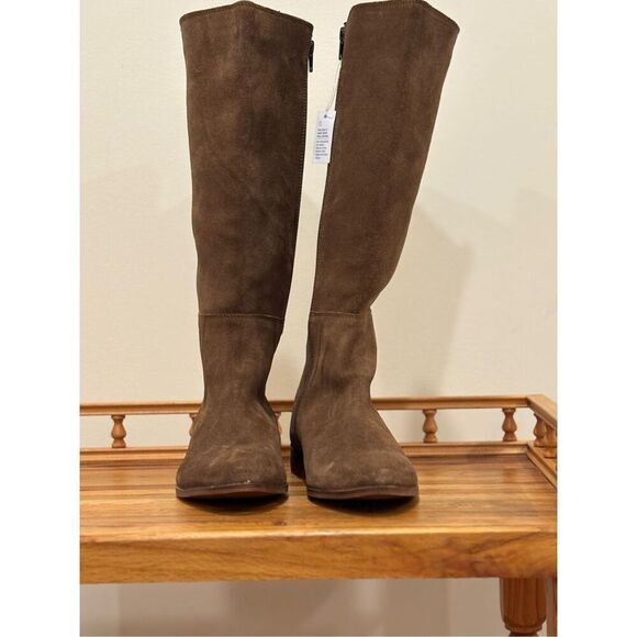 NWT Roolee Women's Tall Suede Knee High Stretch Riding Boot Brown Size 7 - Picture 3 of 9